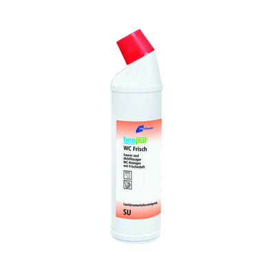 Flasche Beopur WC Frisch, ein säurehaltiger WC-Reiniger mit Frischeduft, ideal für die gründliche Reinigung und Erfrischung von Toiletten.