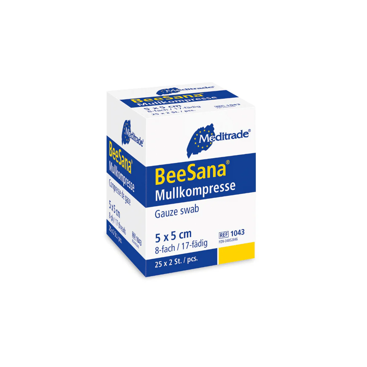 BeeSana Mullkompresse steril, 8-fach. Packung.